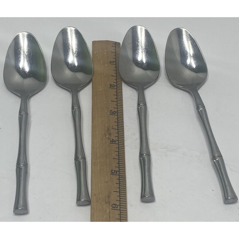 4 Vintage Supreme Cutlery CANE Bamboo Stainless Japan  TeaSpoon 6” Replacement